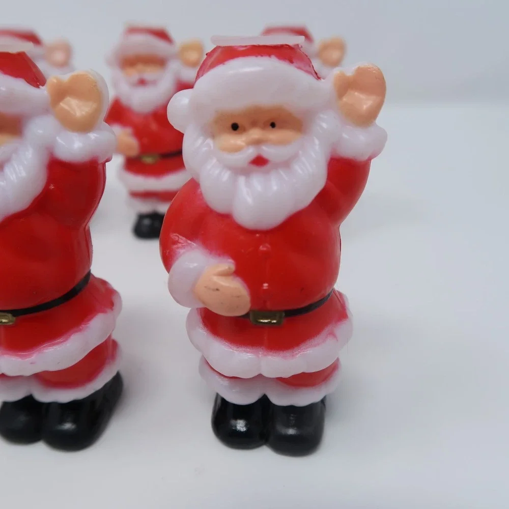 Vintage Santa Blow Mold Light Covers MCM Christmas Waving Santa Lot of 10